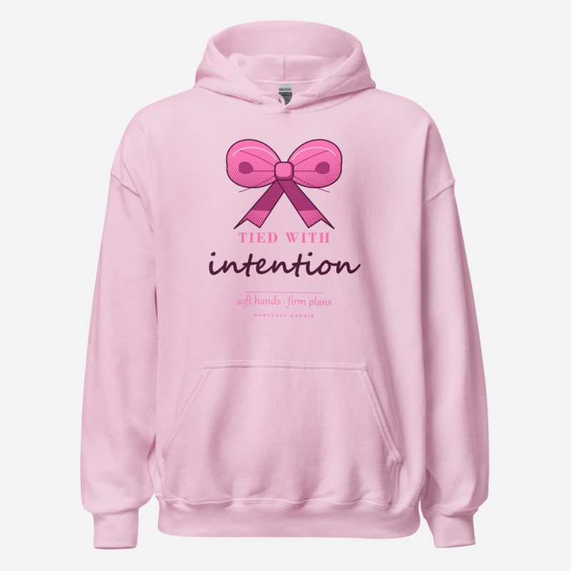 Gorgeous Baddie Tied With Intention Boutique Hoodie White Light Pink