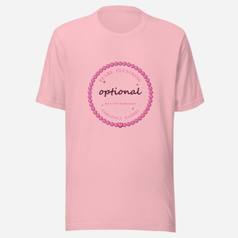 Gorgeous Baddie Pearl Clutching Optional Boutique Tee White Pink