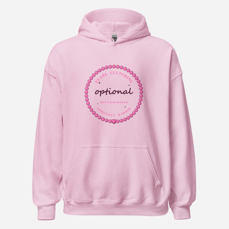Gorgeous Baddie Pearl Clutching Optional Boutique Hoodie White Light Pink