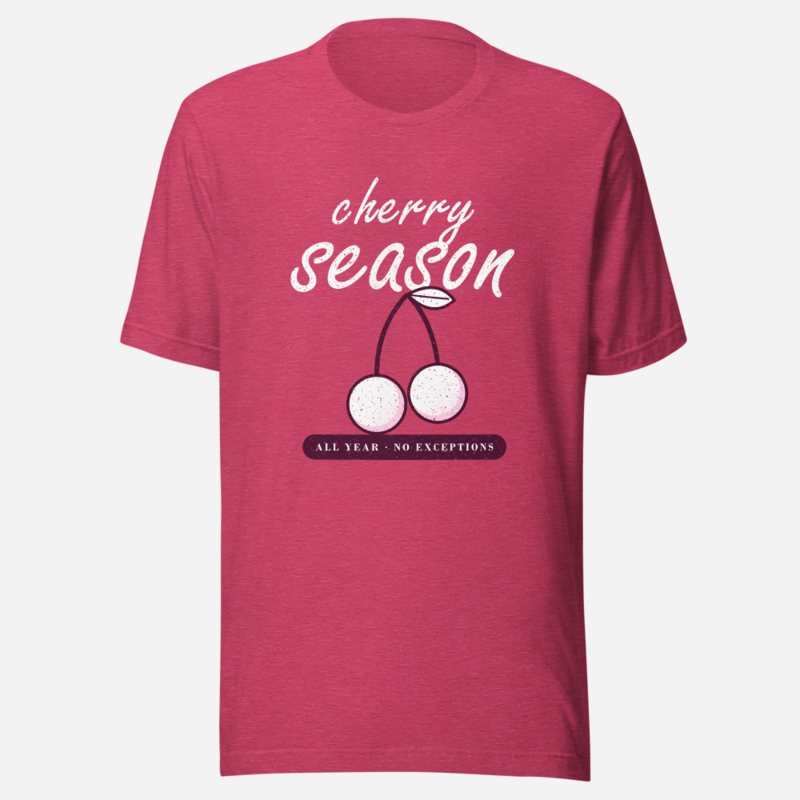 Gorgeous Baddie Cherry Season All Year Boutique Tee in Heather Raspberry
