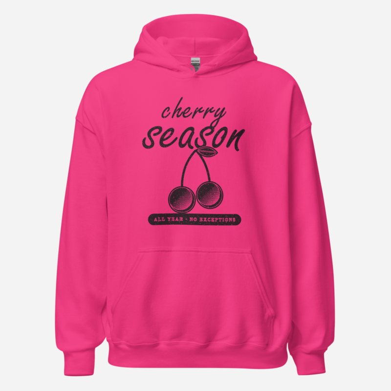 Gorgeous Baddie Cherry Season All Year Boutique Hoodie in Heliconia