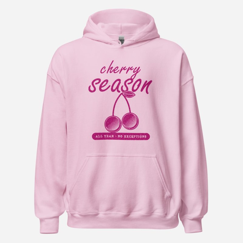 Gorgeous Baddie Cherry Season All Year Boutique Hoodie Light Pink