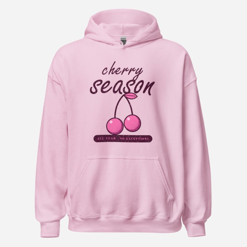 Gorgeous Baddie Cherry Season All Year Boutique Hoodie White Light Pink
