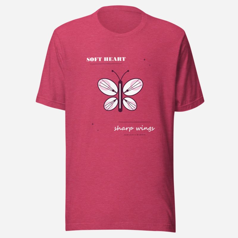 Gorgeous Baddie Soft Heart Sharp Wings Boutique Tee in Heather Raspberry