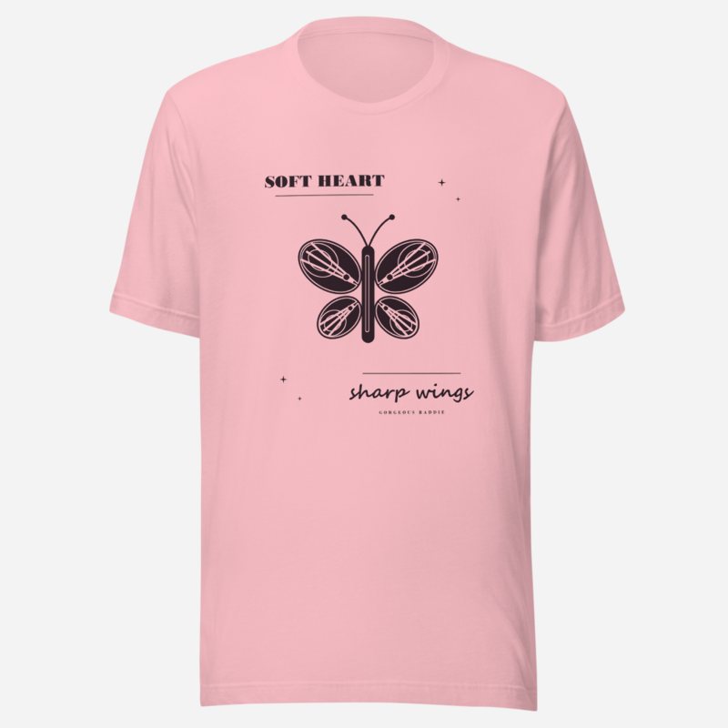Gorgeous Baddie Soft Heart Sharp Wings Boutique Tee Pink
