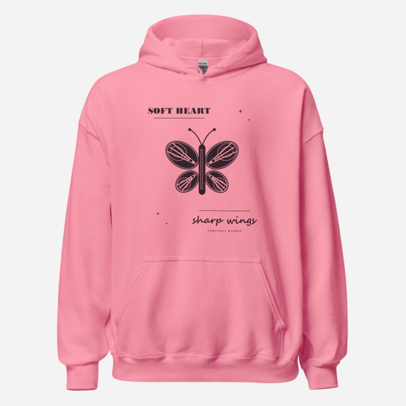 Gorgeous Baddie Soft Heart Sharp Wings Boutique Hoodie White in Azalea
