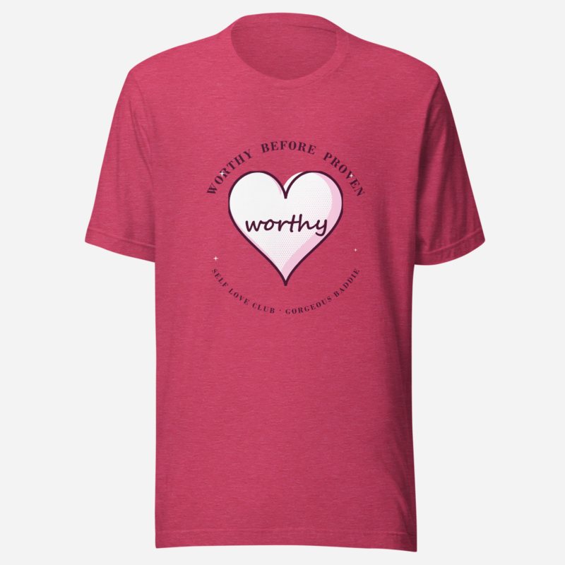 Gorgeous Baddie Worthy Before Proven Boutique Tee in Heather Raspberry