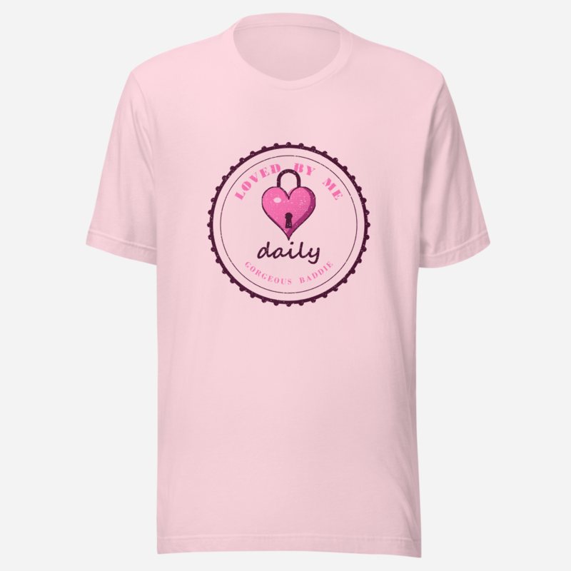 Gorgeous Baddie Loved By Me Daily Boutique Tee White in Soft Pink