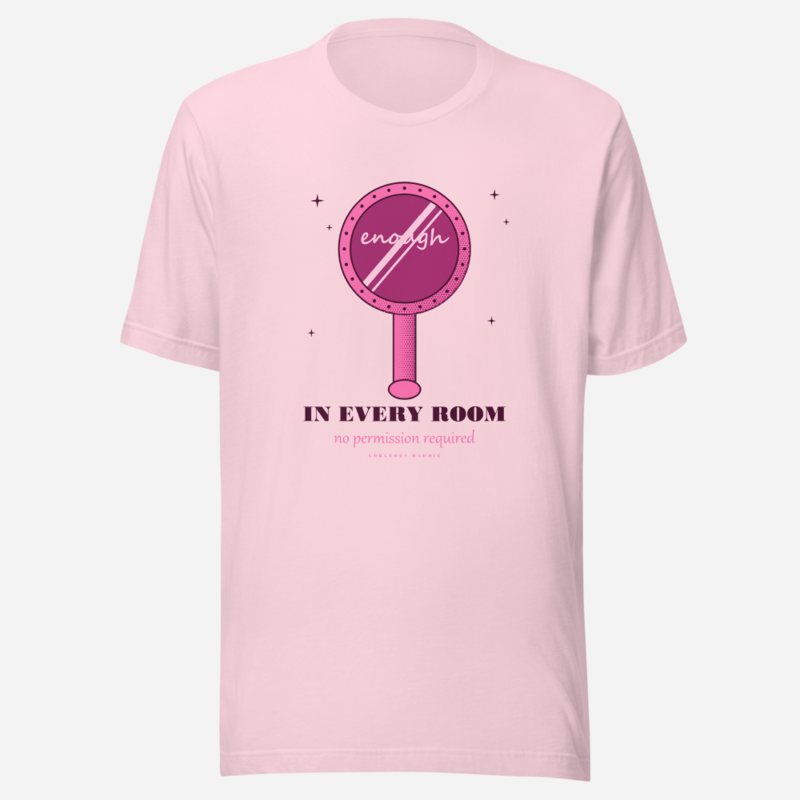 Gorgeous Baddie Enough In Every Room Boutique Tee White Soft Pink