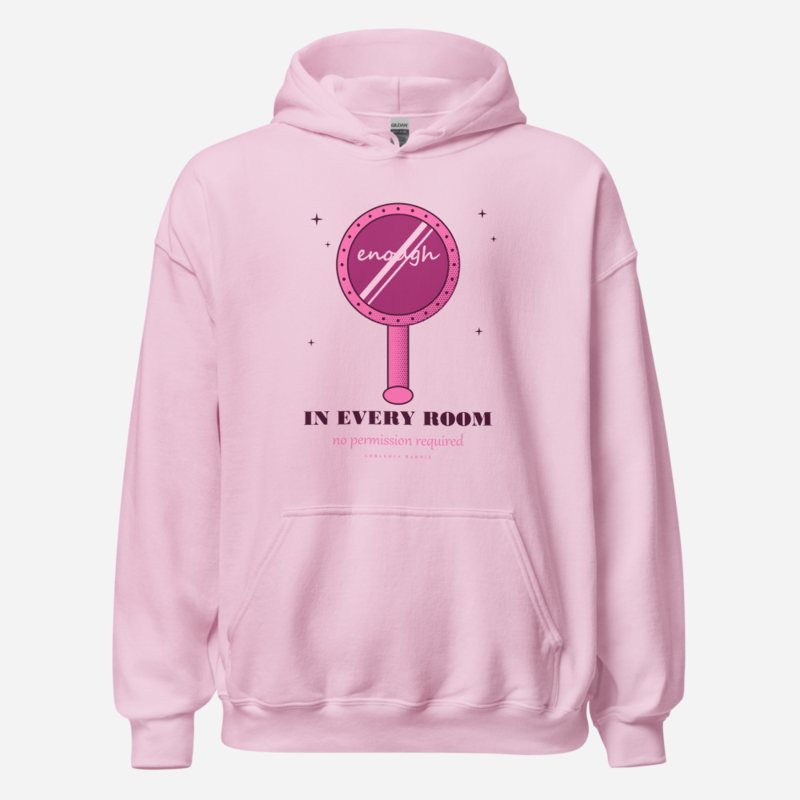 Gorgeous Baddie Enough In Every Room Boutique Hoodie White Light Pink