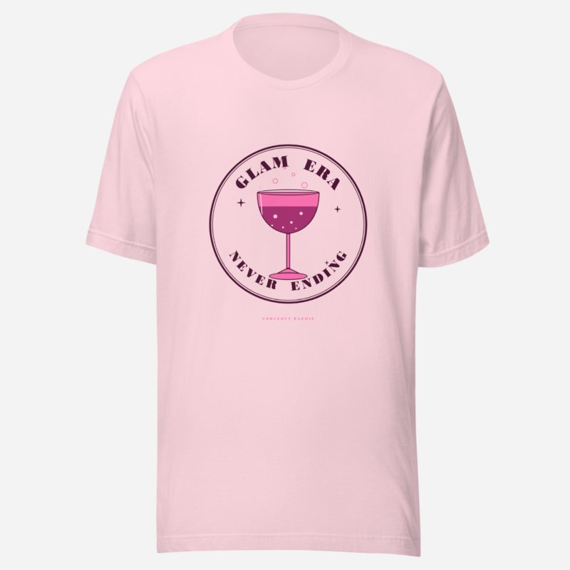 Gorgeous Baddie Glam Era Never Ending Boutique Tee White in Soft Pink