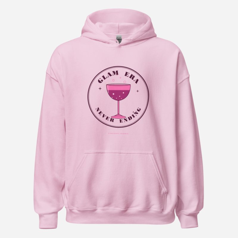 Gorgeous Baddie Glam Era Never Ending Boutique Hoodie White Light Pink