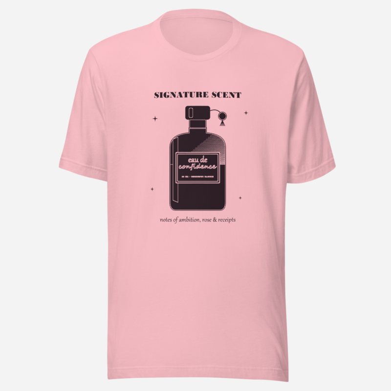 Gorgeous Baddie Signature Scent Confidence Boutique Tee White in Pink