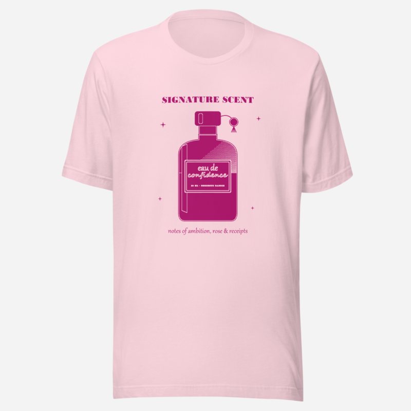 Gorgeous Baddie Signature Scent Confidence Boutique Tee White Soft Pink