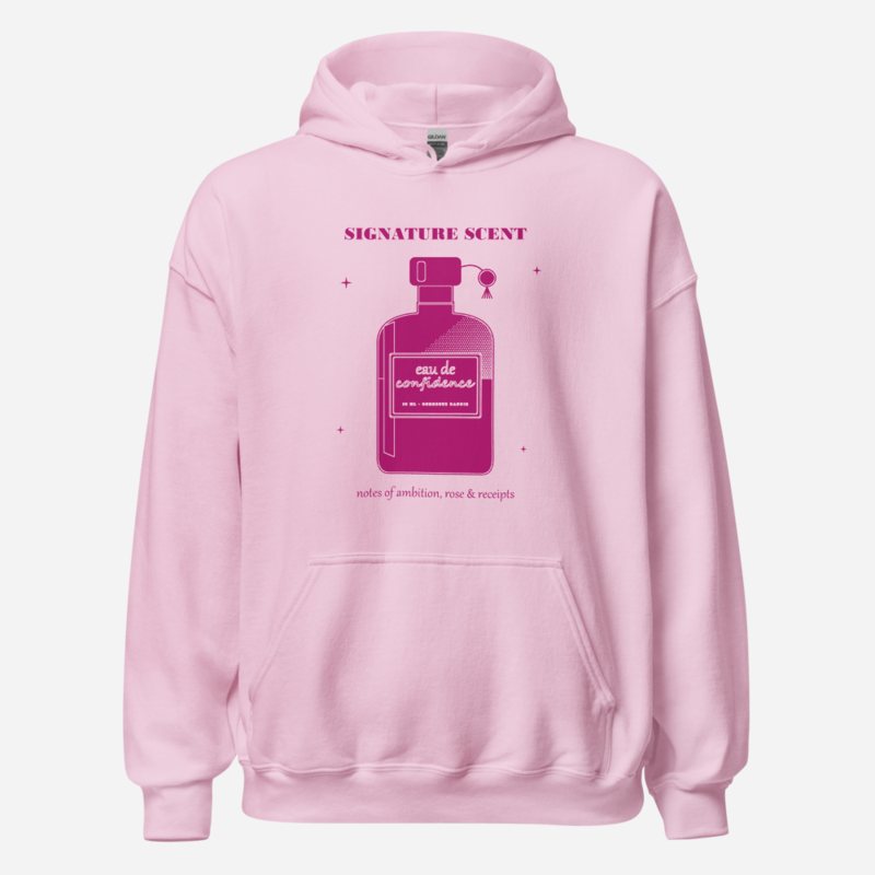 Gorgeous Baddie Signature Scent Confidence Boutique Hoodie White Light Pink