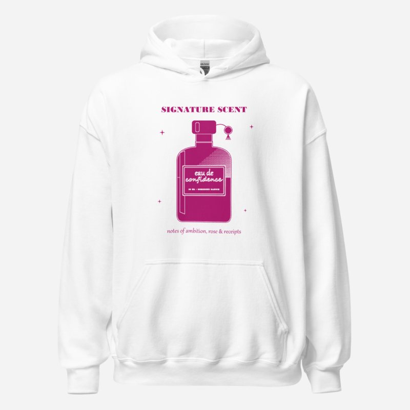 Gorgeous Baddie Signature Scent Confidence Boutique Hoodie White in White