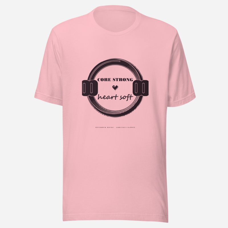 Gorgeous Baddie Core Strong Heart Soft Boutique Tee White in Pink