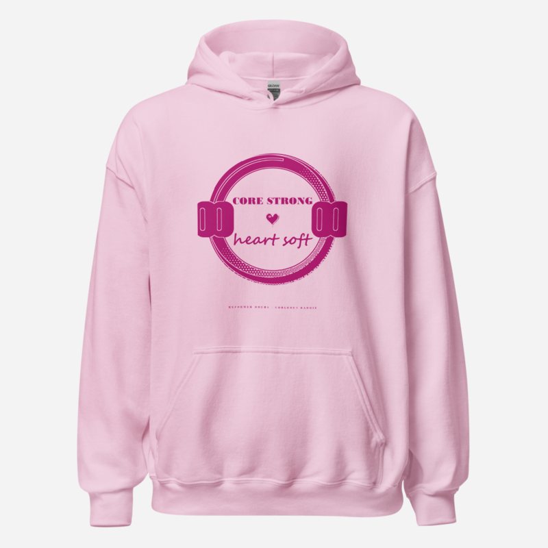 Gorgeous Baddie Core Strong Heart Soft Boutique Hoodie White Light Pink