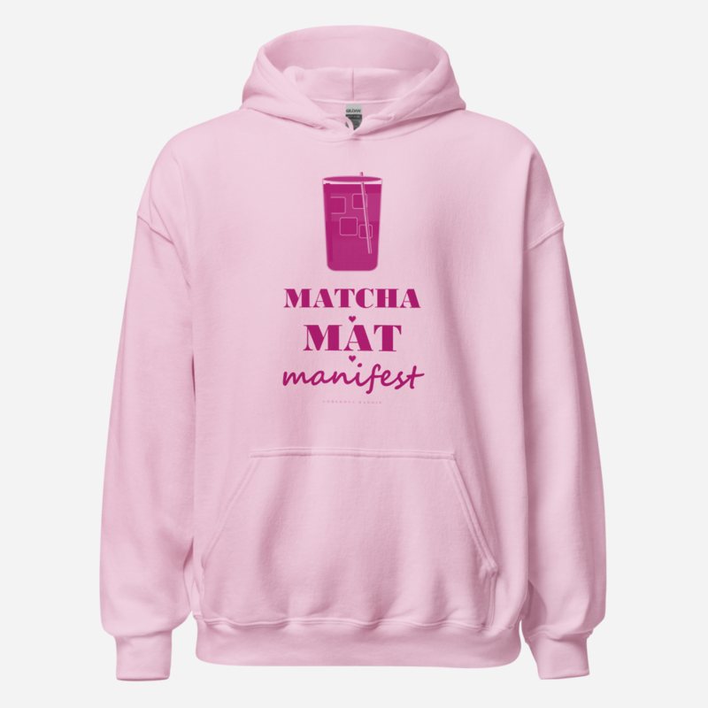 Gorgeous Baddie Matcha Mat Manifest Boutique Hoodie in Light Pink