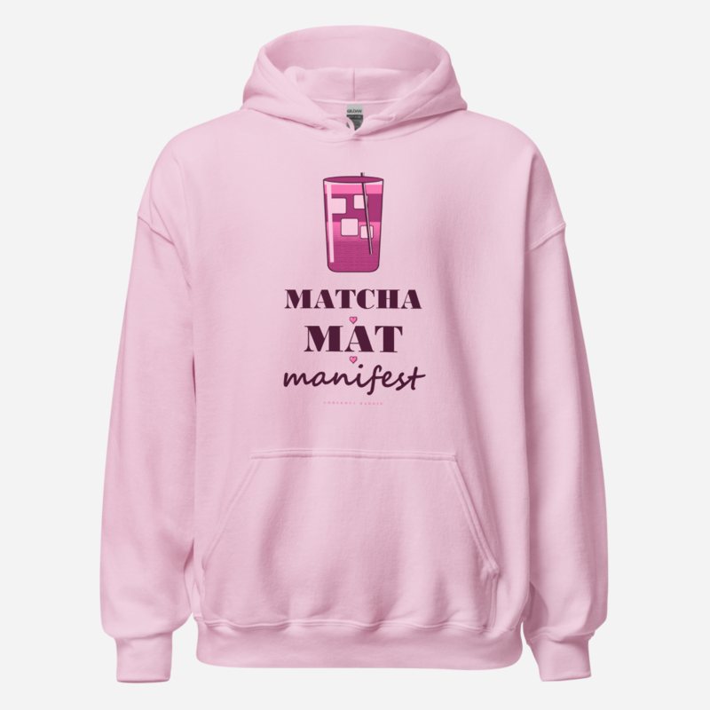 Gorgeous Baddie Matcha Mat Manifest Boutique Hoodie White Light Pink