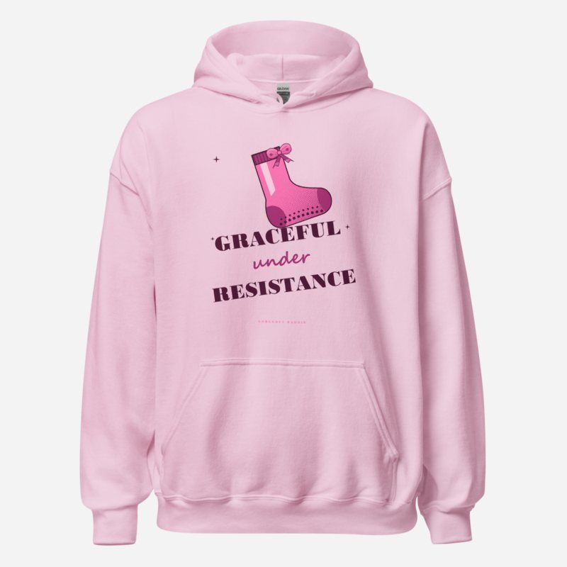 Gorgeous Baddie Graceful Under Resistance Boutique Hoodie White Light Pink