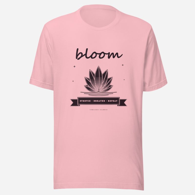 Gorgeous Baddie Stretch Breathe Bloom Boutique Tee White in Pink