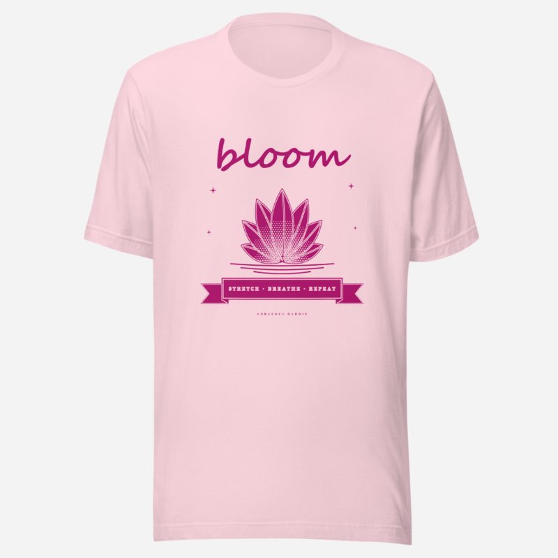 Gorgeous Baddie Stretch Breathe Bloom Boutique Tee White Soft Pink