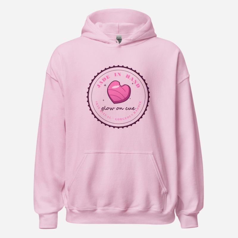Gorgeous Baddie Jade In Hand Glow Boutique Hoodie White Light Pink
