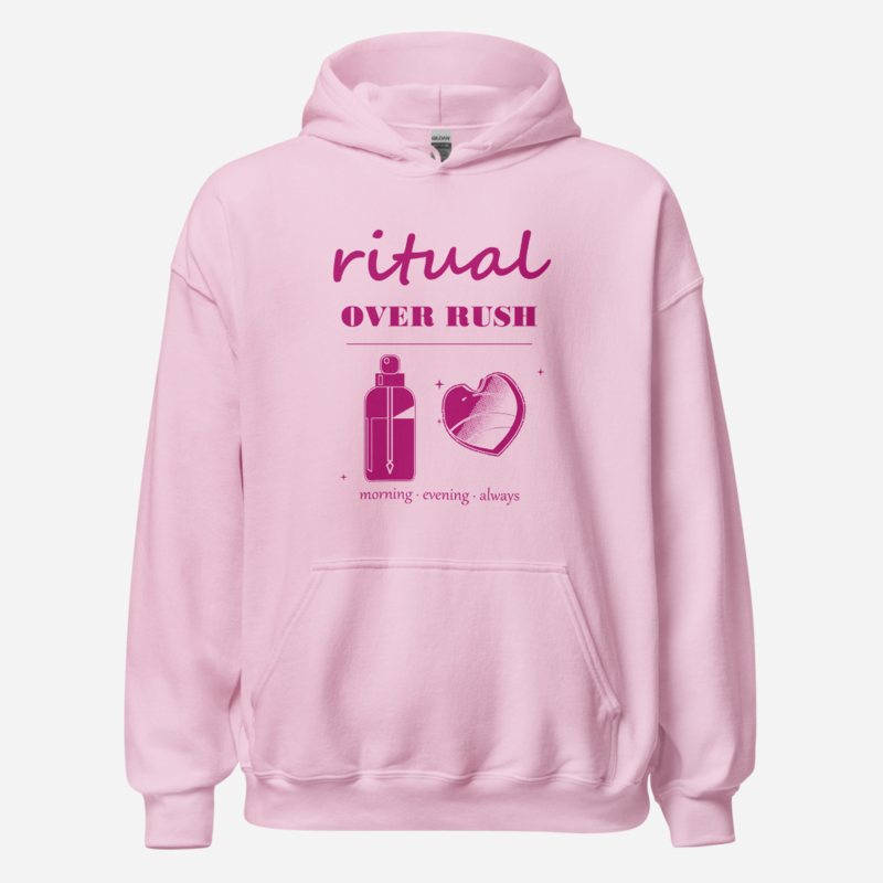 Gorgeous Baddie Ritual Over Rush Boutique Hoodie White Light Pink