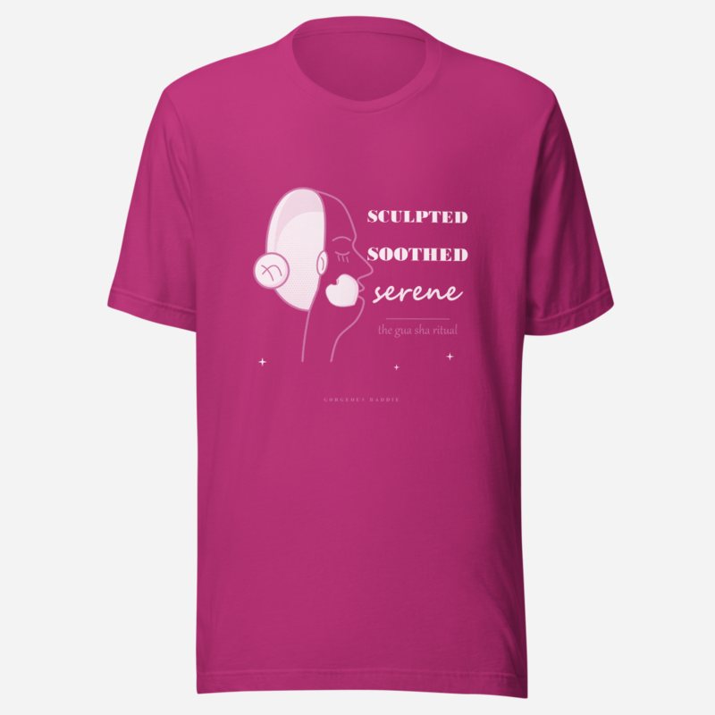Gorgeous Baddie Sculpted Soothed Serene Boutique Tee in Berry