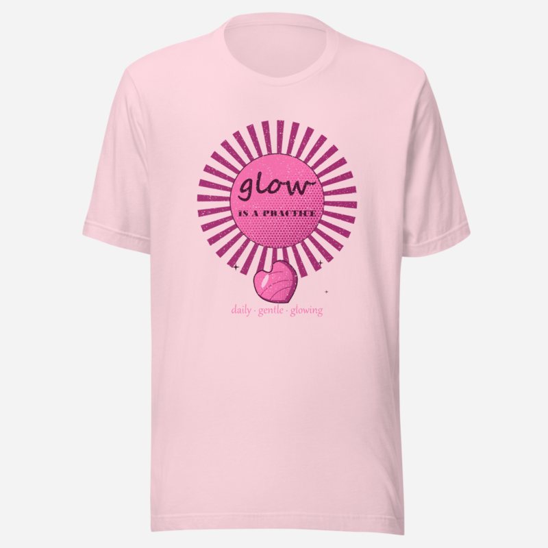 Gorgeous Baddie Glow Is A Practice Boutique Tee White in Soft Pink