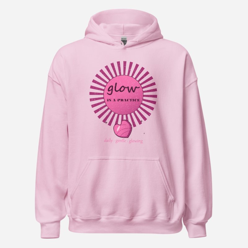 Gorgeous Baddie Glow Is A Practice Boutique Hoodie White Light Pink