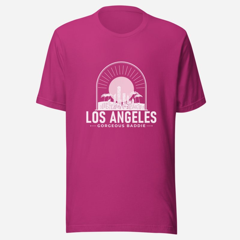 Gorgeous Baddie Los Angeles Skyline Tee Berry