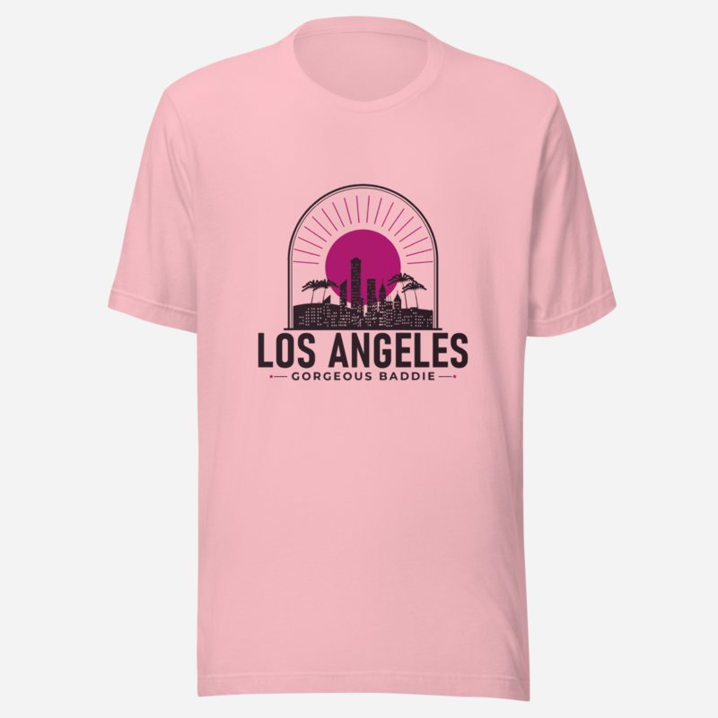 Gorgeous Baddie Los Angeles Skyline Tee Pink