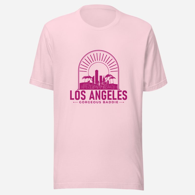 Gorgeous Baddie Los Angeles Skyline Tee Soft Pink