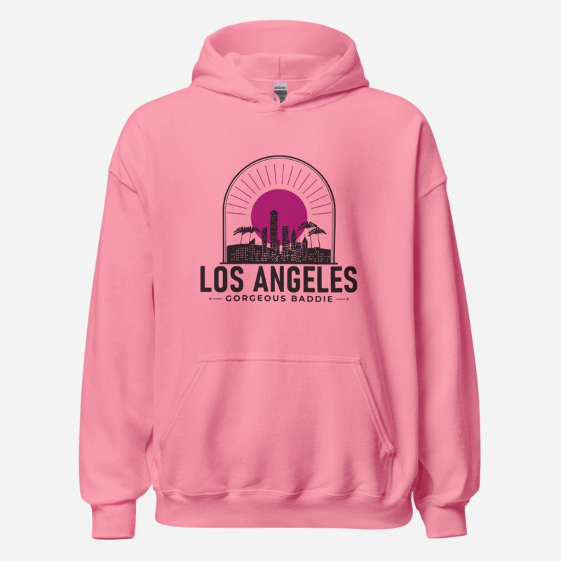 Gorgeous Baddie Los Angeles Skyline Hoodie in Azalea