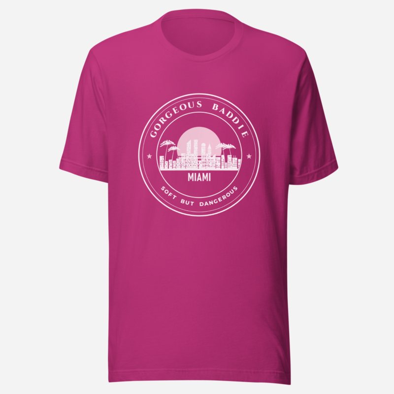 Gorgeous Baddie Miami Crest Tee Berry
