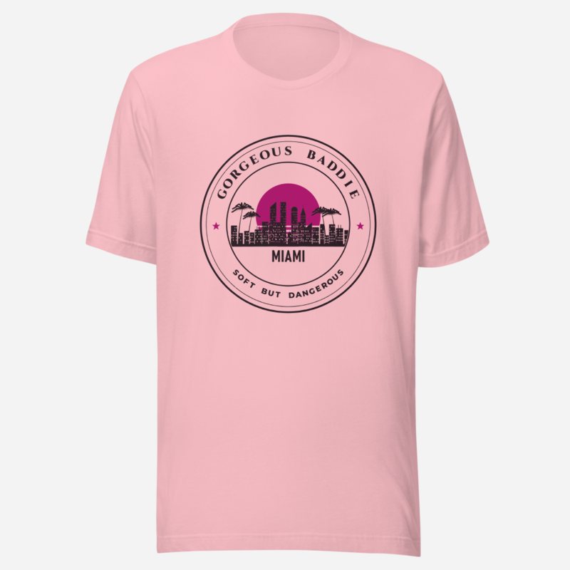 Gorgeous Baddie Miami Crest Tee Pink