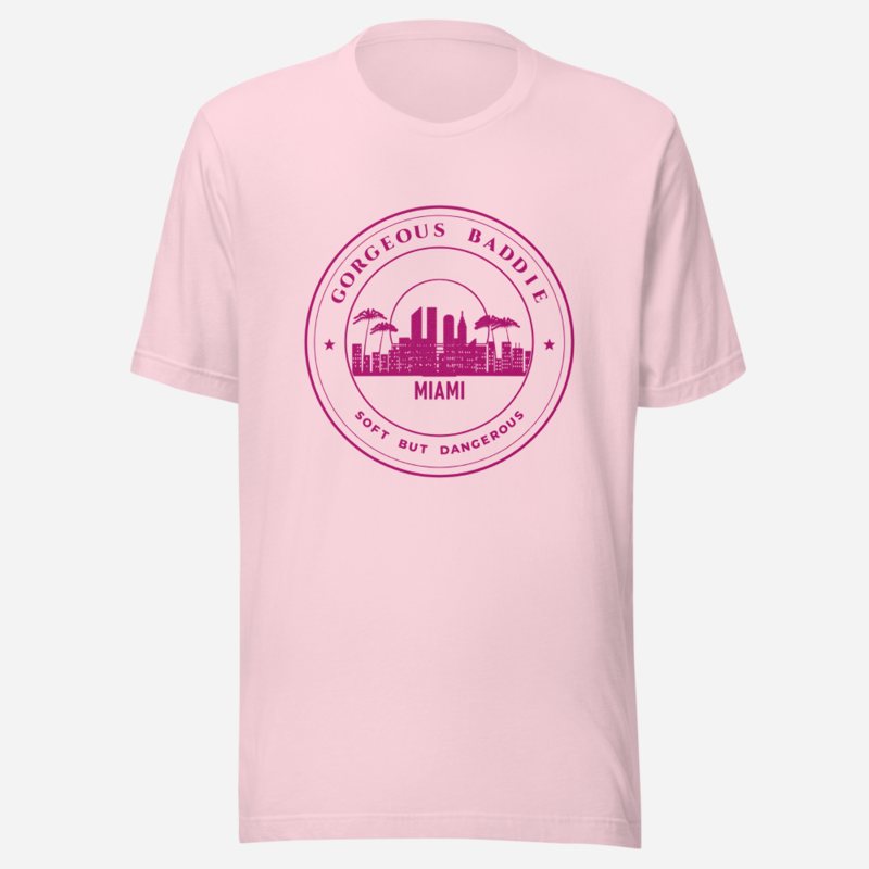 Gorgeous Baddie Miami Crest Tee Soft Pink