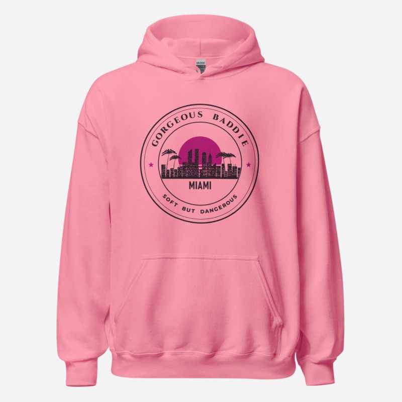 Gorgeous Baddie Miami Crest Hoodie in Azalea
