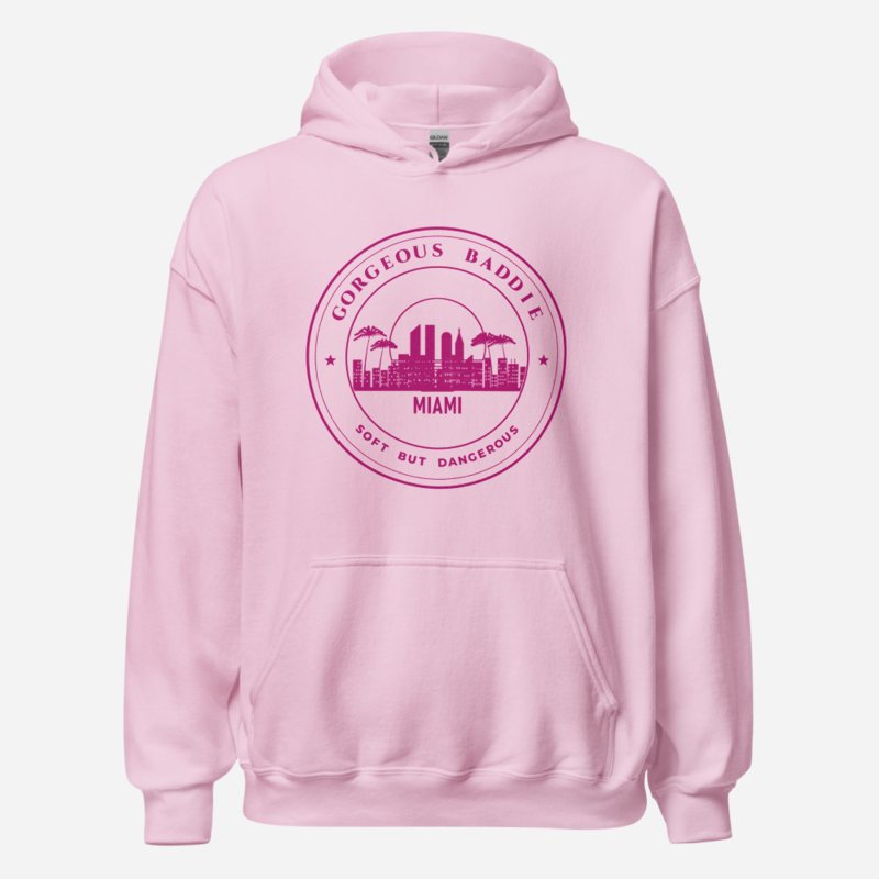 Gorgeous Baddie Miami Crest Hoodie Light Pink