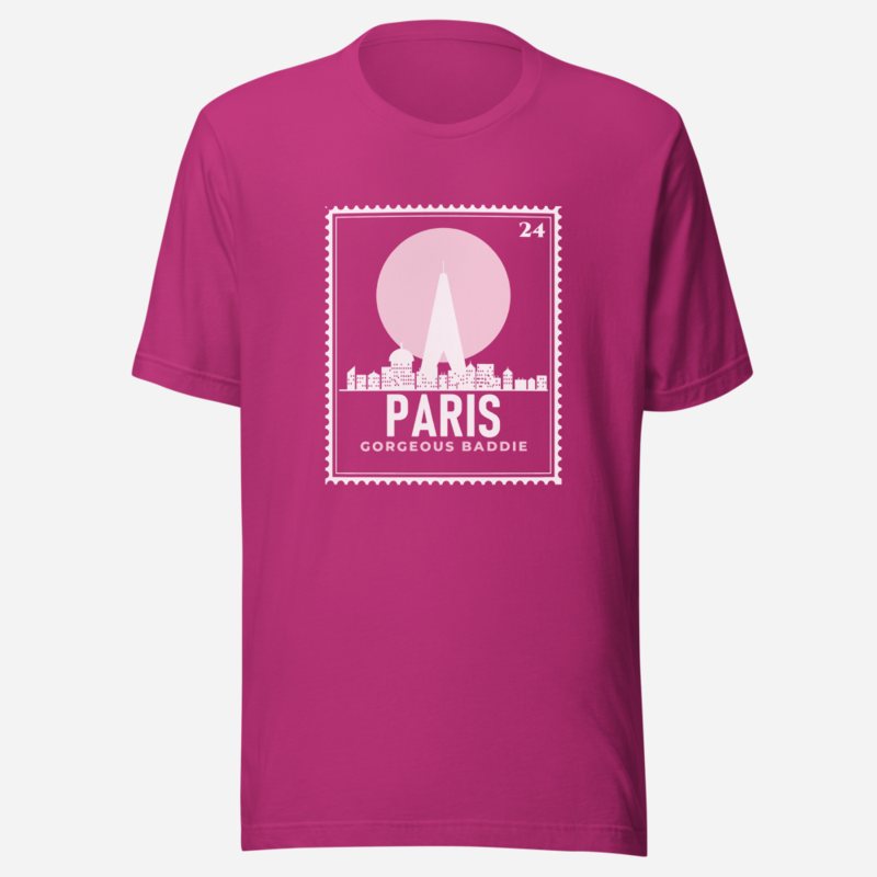 Gorgeous Baddie Paris Stamp Tee Berry