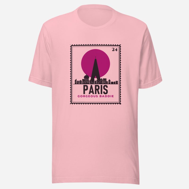 Gorgeous Baddie Paris Stamp Tee in Pink