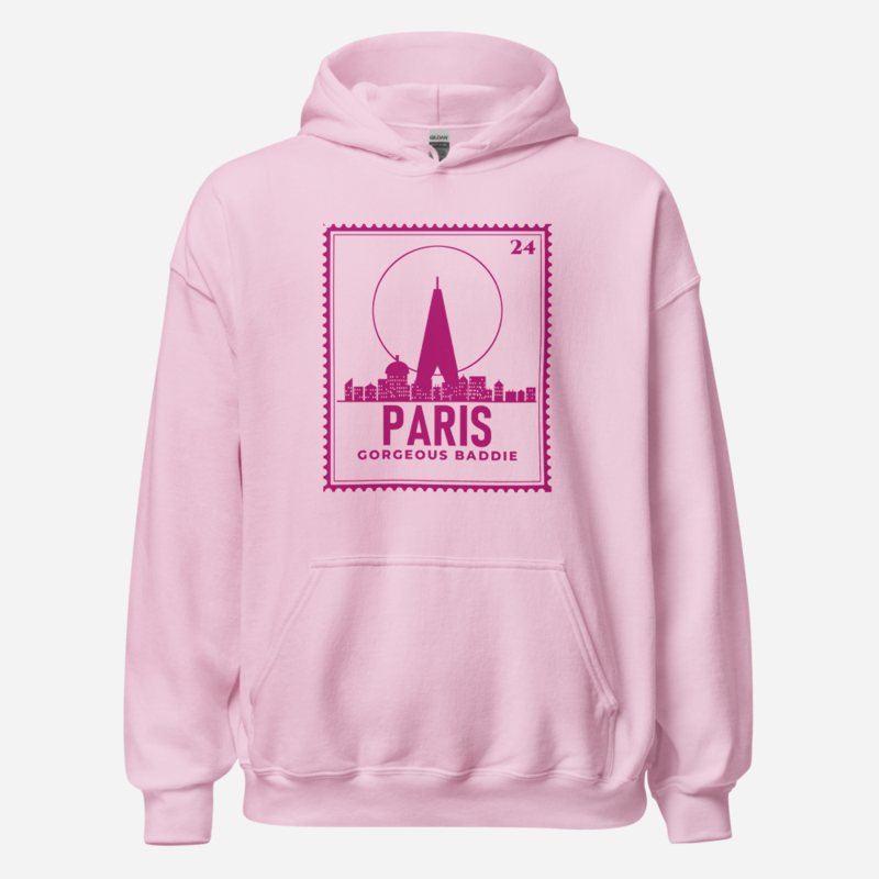Gorgeous Baddie Paris Stamp Hoodie Light Pink