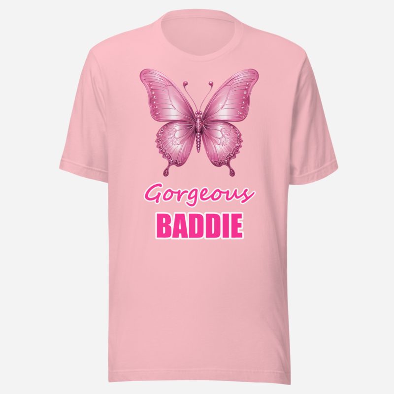 Gorgeous Baddie Chrome Butterfly Tee in Pink