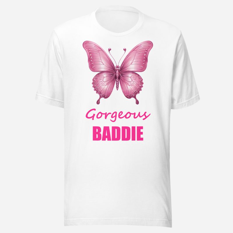 Gorgeous Baddie Chrome Butterfly Tee White