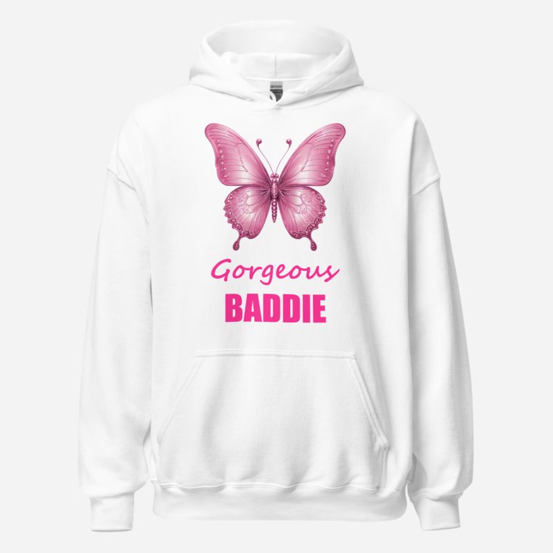 Gorgeous Baddie Chrome Butterfly Hoodie in White