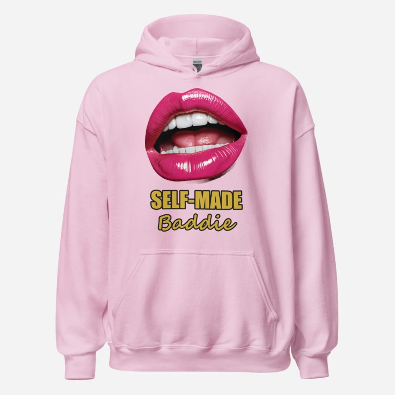 Gorgeous Baddie Self-Made Lips Hoodie in Light Pink