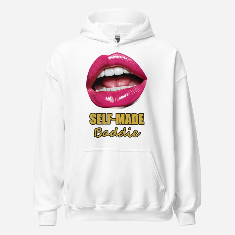 Gorgeous Baddie Self-Made Lips Hoodie in White