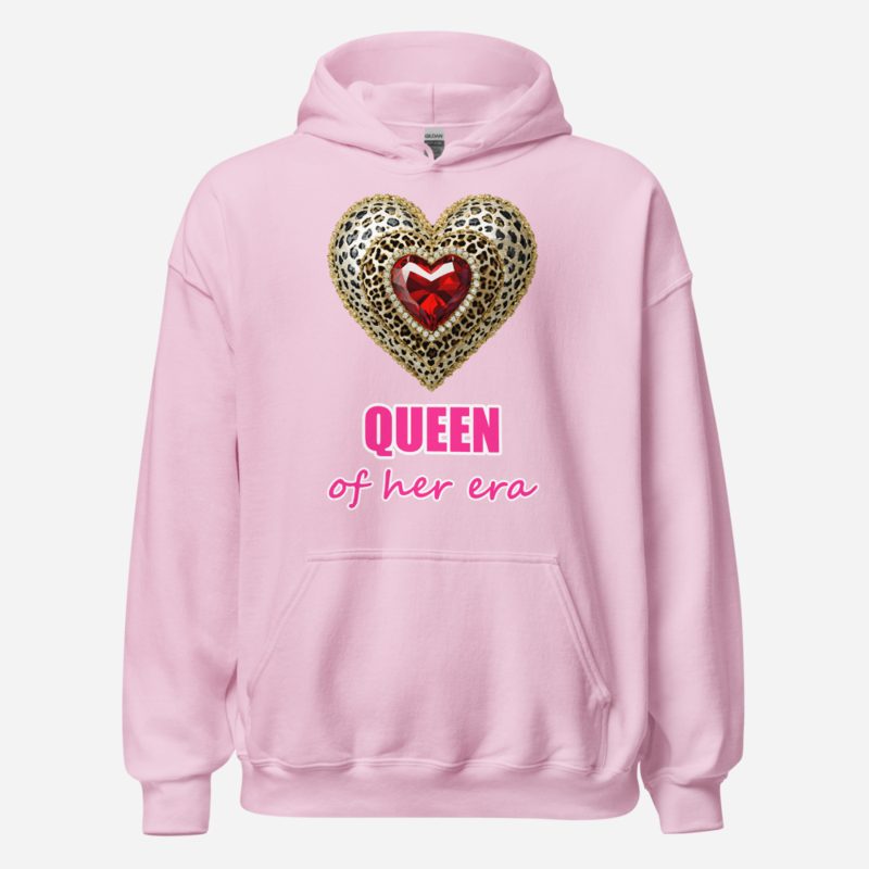 Gorgeous Baddie Queen Of Her Era Hoodie in Light Pink